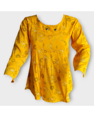 Pleated Chiffon Blouse - Yellow 