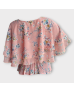 Floral Cape Blouse - Peach 