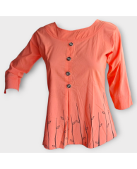 Buttoned Cotton Blouse- Peach