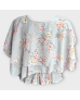 Floral Cape Blouse - Skye Blue