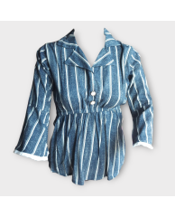 Striped Jean Blouse - Blue