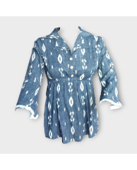 Striped Jean Patterned Blouse - Blue