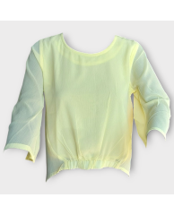 Plain Chiffon High - Low Blouse - Yellow 