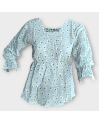Floral Bead Blouse - Blue 
