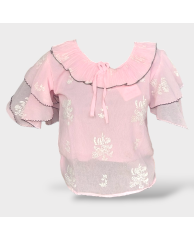 Floral Cape Blouse - Pink