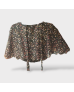 Floral Crop Blouse - Black