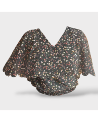 Floral Crop Blouse - Black