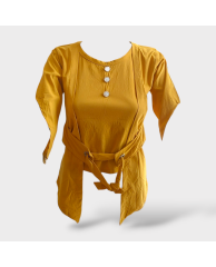 Flea Hand Button Belt Blouse - Yellow 