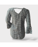 Stripped Cotton Blouse - Black