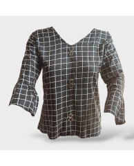 Stripped Cotton Blouse - Black