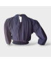 Bar Cotton Crop-top Blouse- Navy Blue