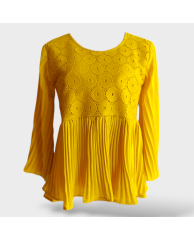 Ruffled Flea Layered Blouse - Yellow 