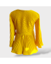 Ruffled Flea Layered Blouse - Yellow 