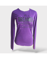Dreamer Bodycon Long Sleeve Top - Purple 
