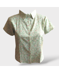 Floral Chiffon Shirt Blouse - Light Green 