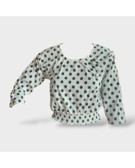 Polka dot Cotton Crop top Blouse- White and Black