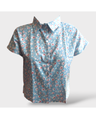 Floral Chiffon Shirt Blouse- Blue