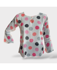 Large Polka Dot Cotton Blouse- White, Pink, Grey, Black