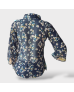 Floral Pleated Ruffled  Blouse - Blue 