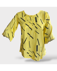 Stripped Cotton Blouse- Yellow