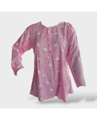 Floral Cotton Long-sleeve Blouse- Pink 2