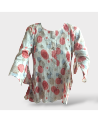 Floral Chiffon Blouse - White |Pink
