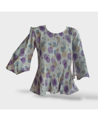 Floral Chiffon Blouse- White|Purple