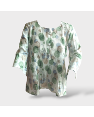 Floral Chiffon Blouse- White |Green
