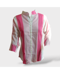 Colorblock Frill Blouse- Pink