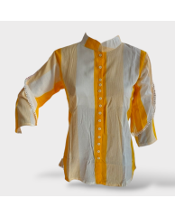 Colorblock Frill Blouse- Yellow