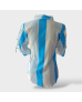 Colorblock Frill Blouse- Blue