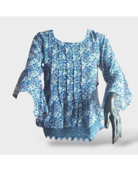 Laced Floral Blouse- Blue