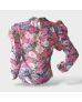 Floral Ruffled Chiffon Blouse- Pink