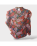 Floral Ruffled Chiffon Top- Orange 
