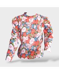 Floral Ruffled Chiffon Top- Orange 