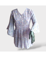 Floral Chiffon Beaded Blouse- Lilac