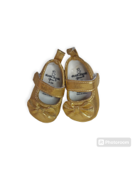 Glittery Bow Baby Shoe - Gold 