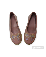 Stoned Bow Flat Shoe - Pink
