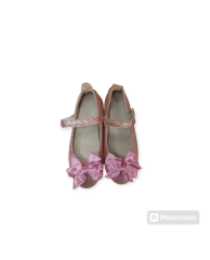 Glittery Ribbon Flat Shoe - Pink