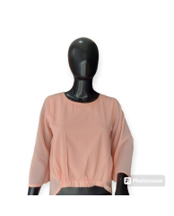 Plain Chiffon High - Low Blouse - Peach 