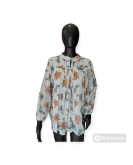 Floral Pleated Blouse - White 