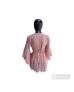 Floral Chiffon Beaded Blouse - Pink